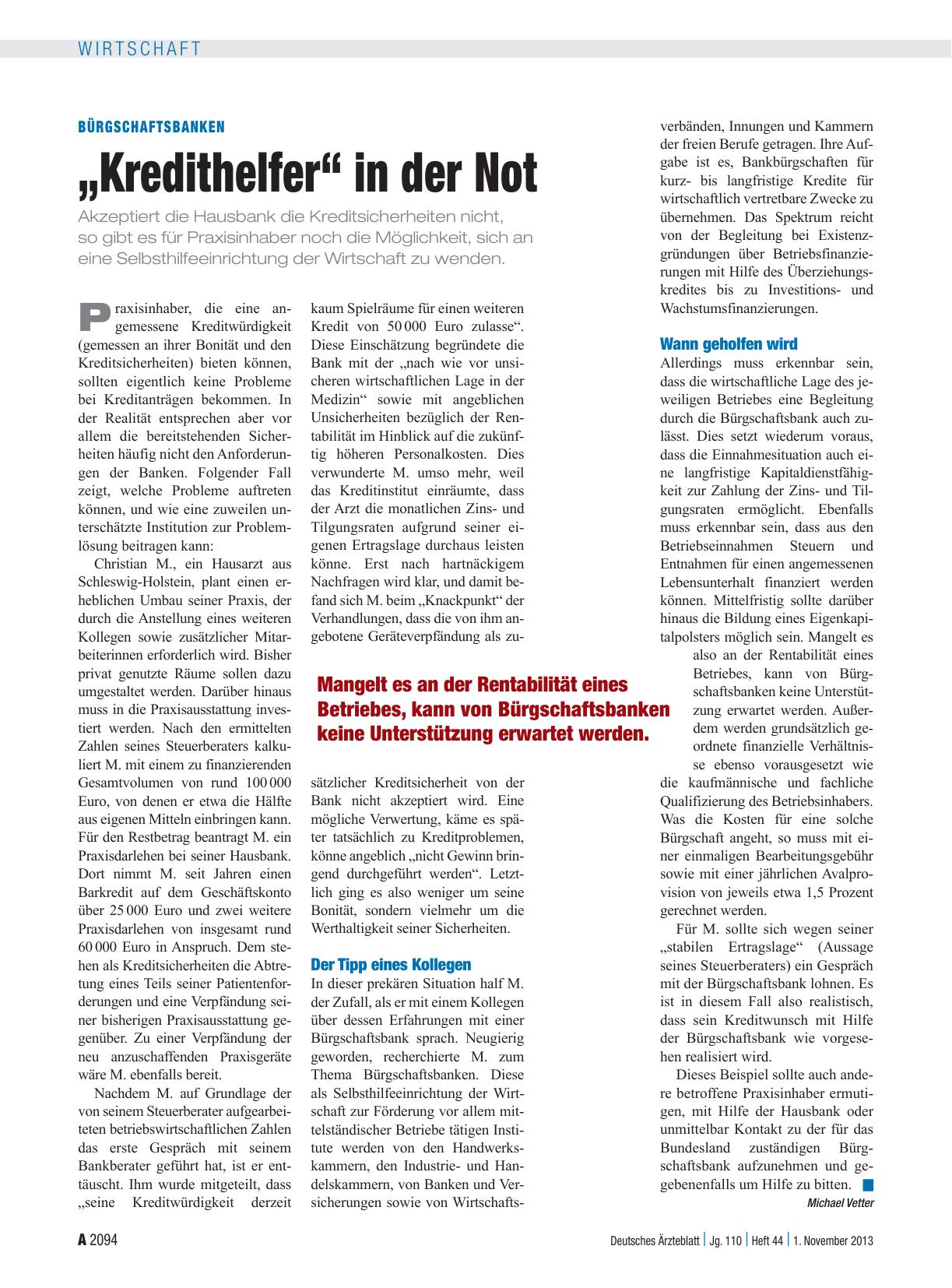 Vorschauseite 1: Bürgschaftsbanken: „Kredithelfer“ in der Not
