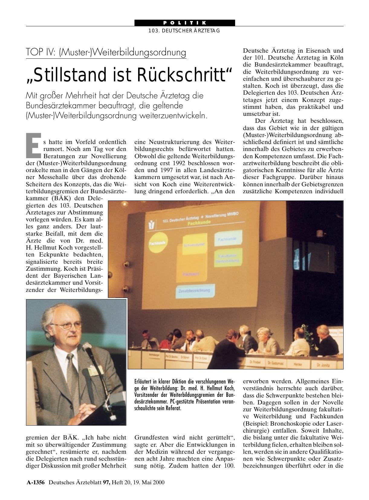 Vorschauseite 1: TOP IV: (Muster-)Weiterbildungsordnung: „Stillstand ist Rückschritt“