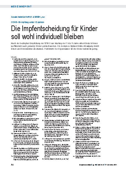 Vorschauseite 6: COVID-19-Impfung unter 12 Jahren: Die Impfentscheidung für Kinder soll wohl individuell bleiben