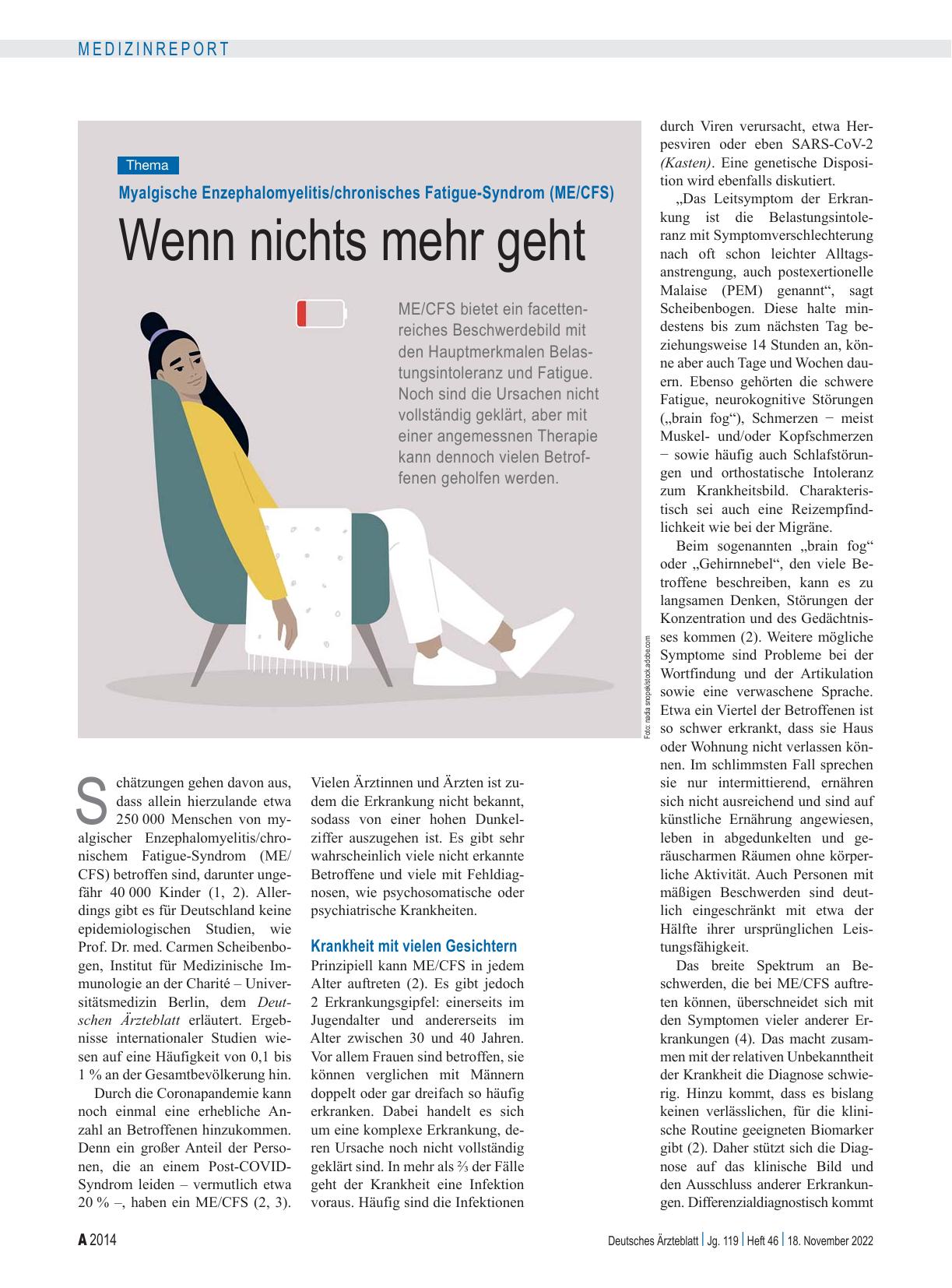 Vorschauseite 1: Myalgische Enzephalomyelitis/chronisches Fatigue-Syndrom (ME/CFS): Wenn nichts mehr geht