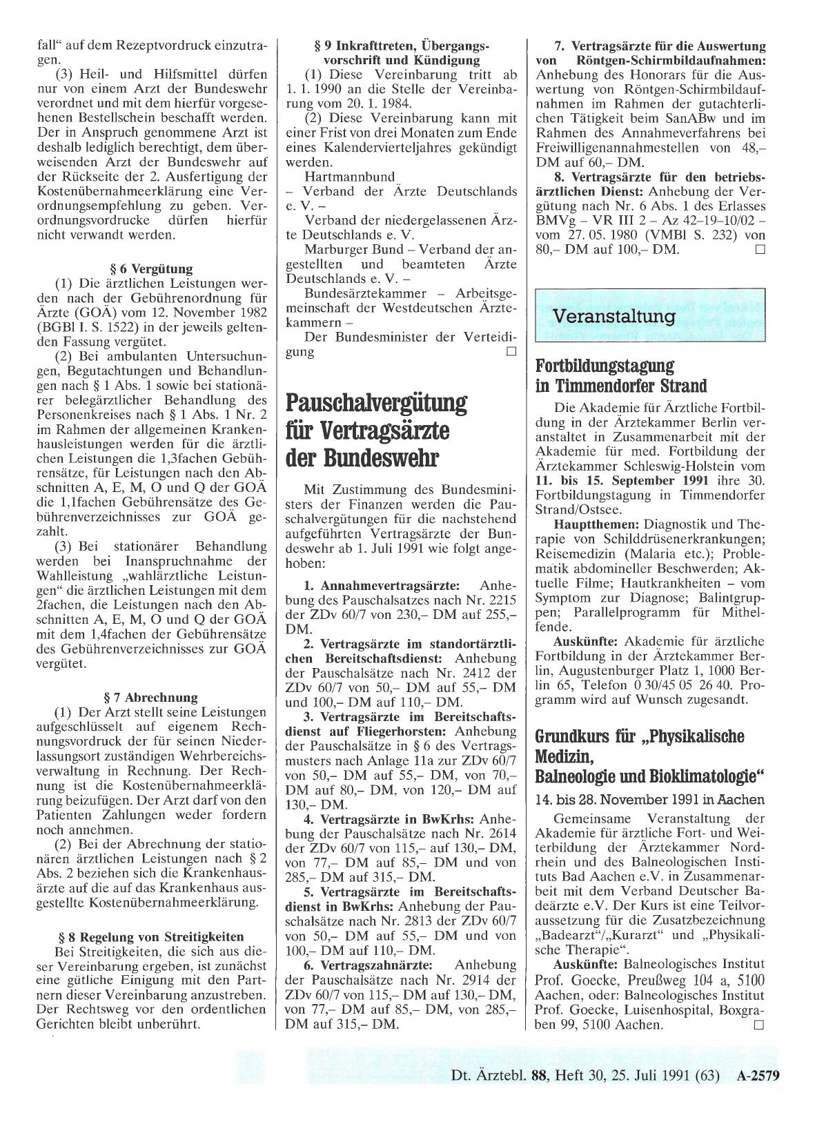 Vorschauseite 1: Pauschalvergütung für Vertragsärzte der Bundeswehr