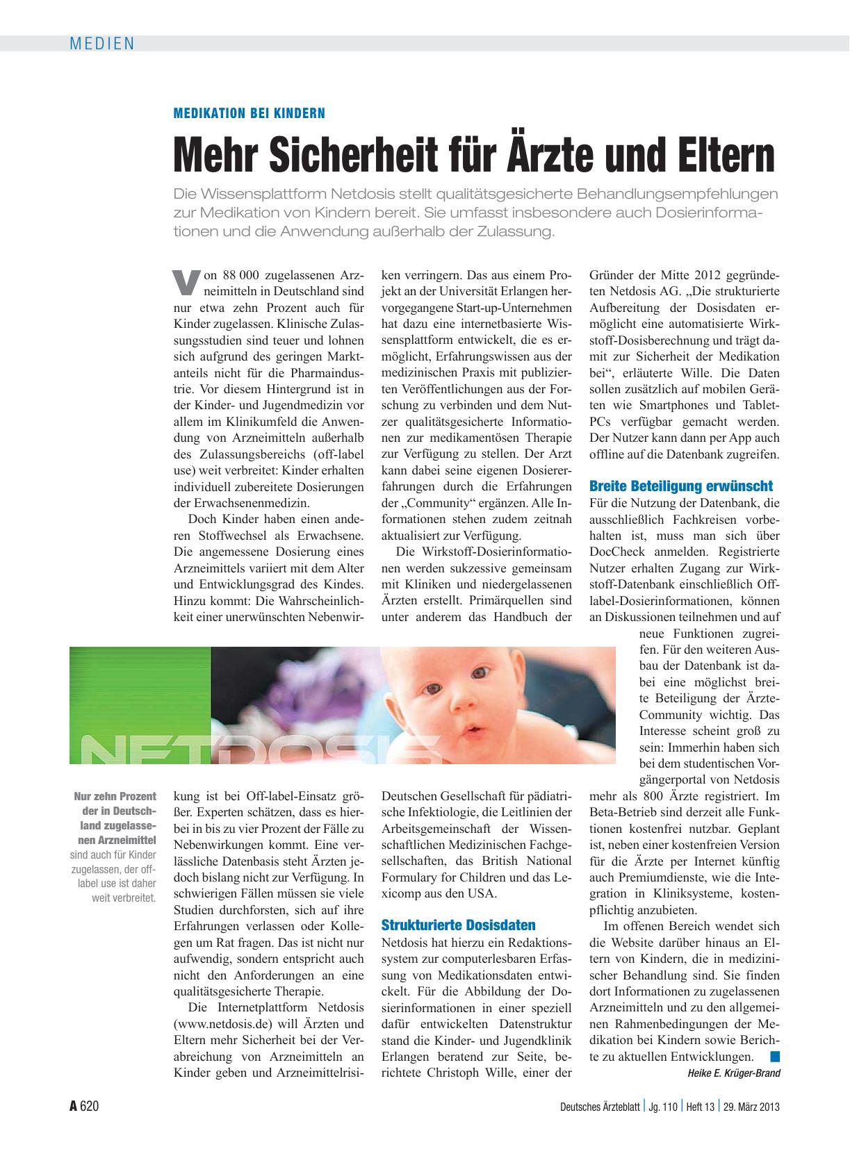 Vorschauseite 1: Medikation bei Kindern: Mehr Sicherheit für Ärzte und Eltern
