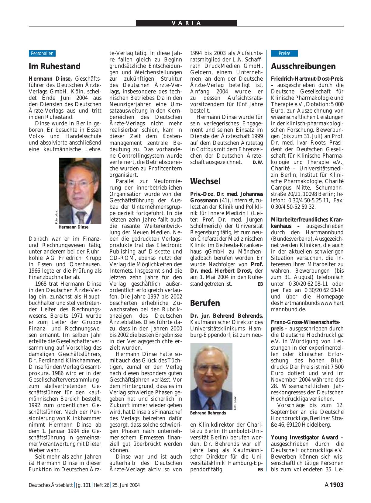 Vorschauseite 1: Ausschreibungen