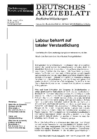 Vorschauseite 1: Labour beharrt auf totaler Verstaatlichung
