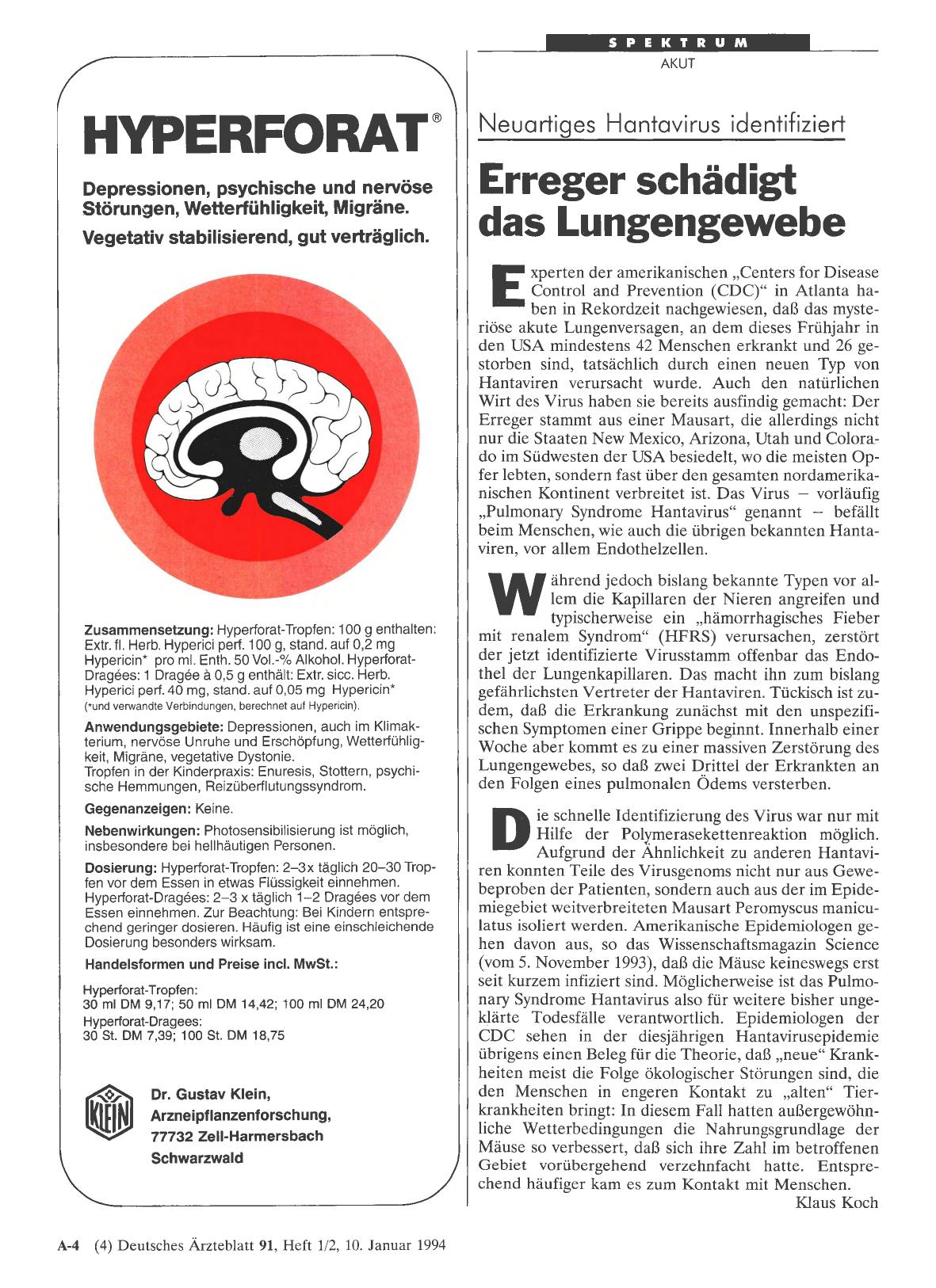 Vorschauseite 1: Neuartiges Hantavirus identifiziert: Erreger schädigt das Lungengewebe