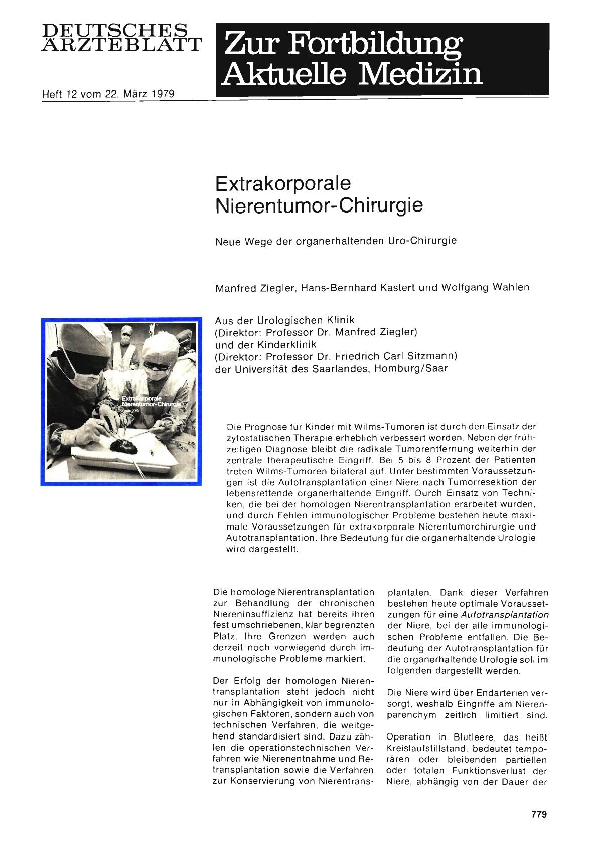Vorschauseite 1: Extrakorporale Nierentumor-Chirurgie: Neue Wege der organerhaltenden Uro-Chirurgie