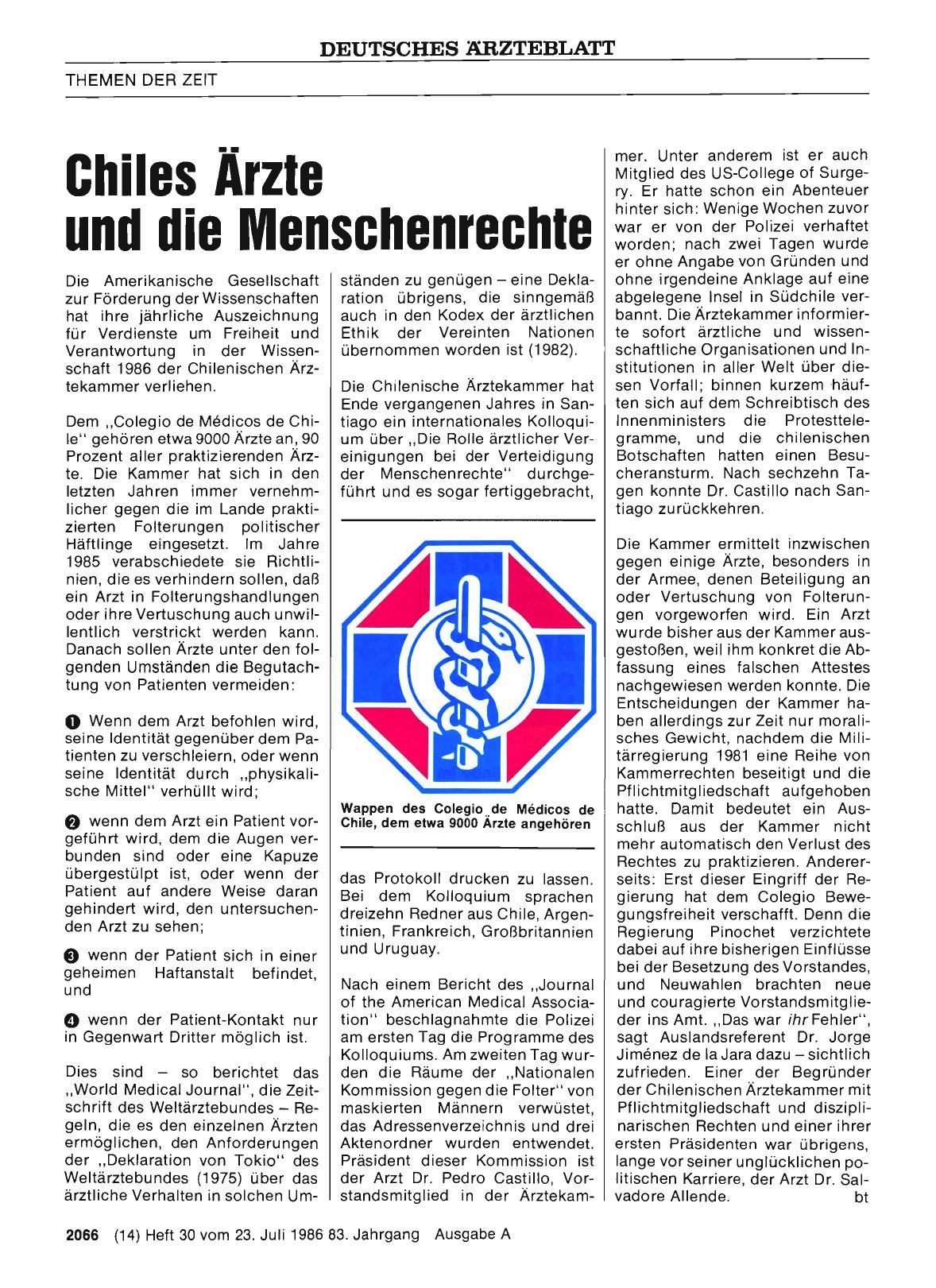 Vorschauseite 1: Chiles Ärzte und die Menschenrechte