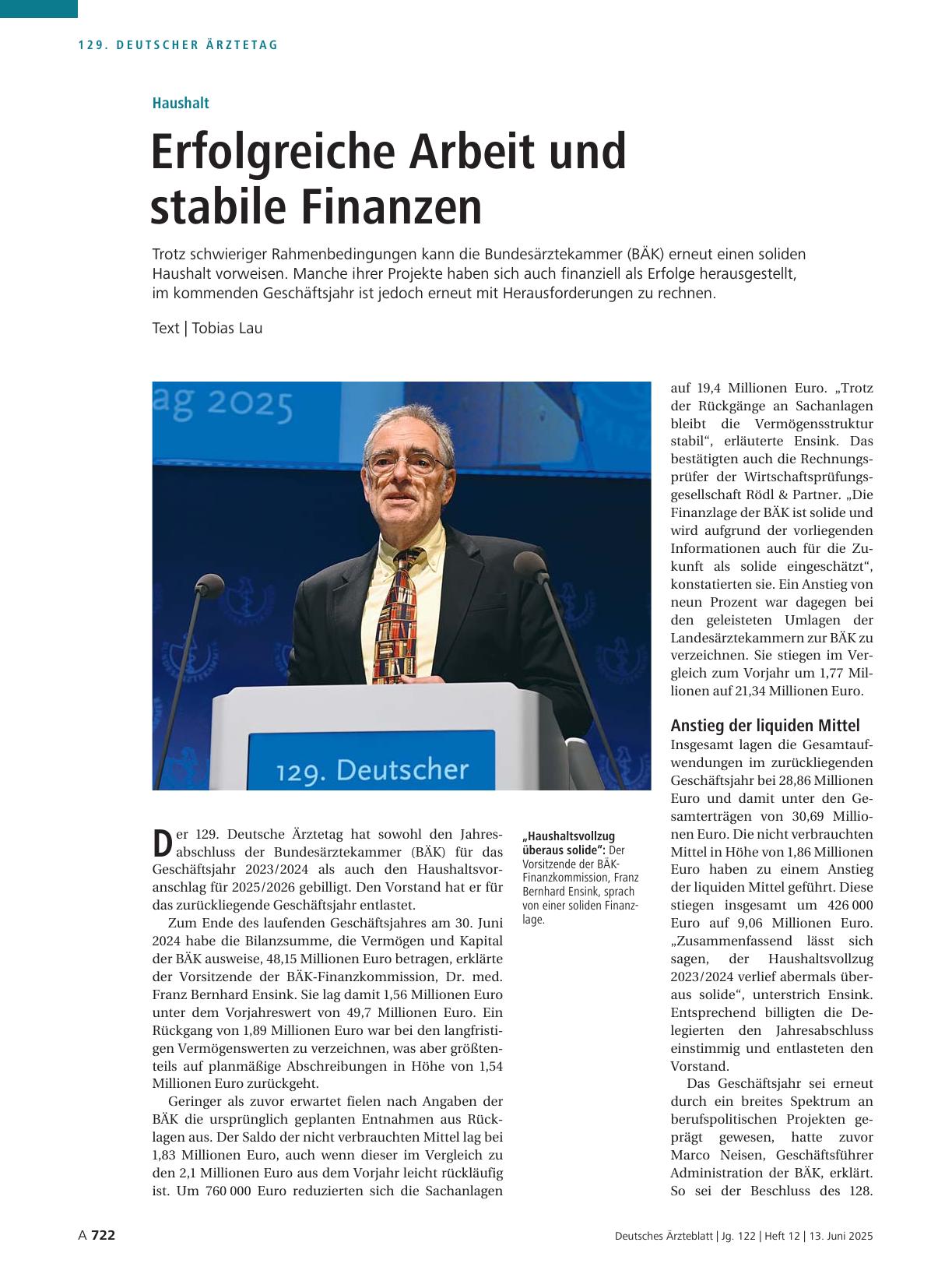 Vorschauseite 1: Haushalt: Erfolgreiche Arbeit und stabile Finanzen