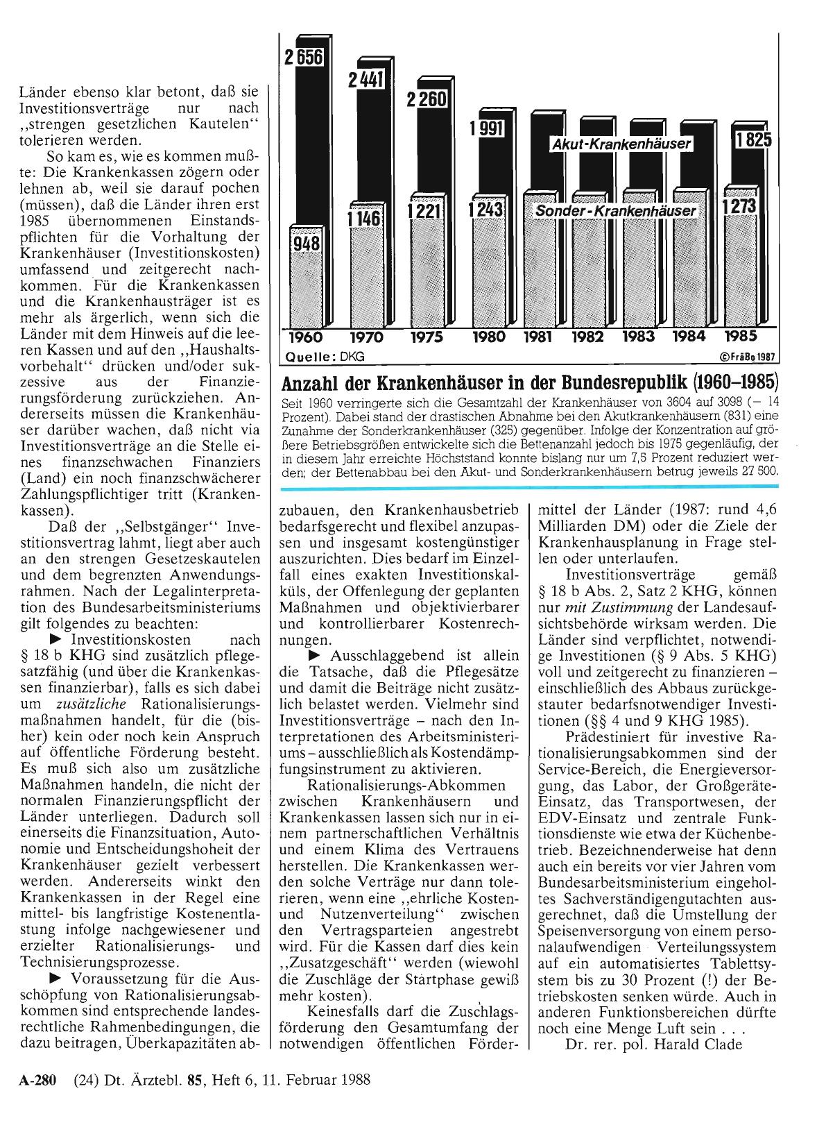 Vorschauseite 1: Anzahl der Krankenhäuser in der Bundesrepublik (1960-1985)