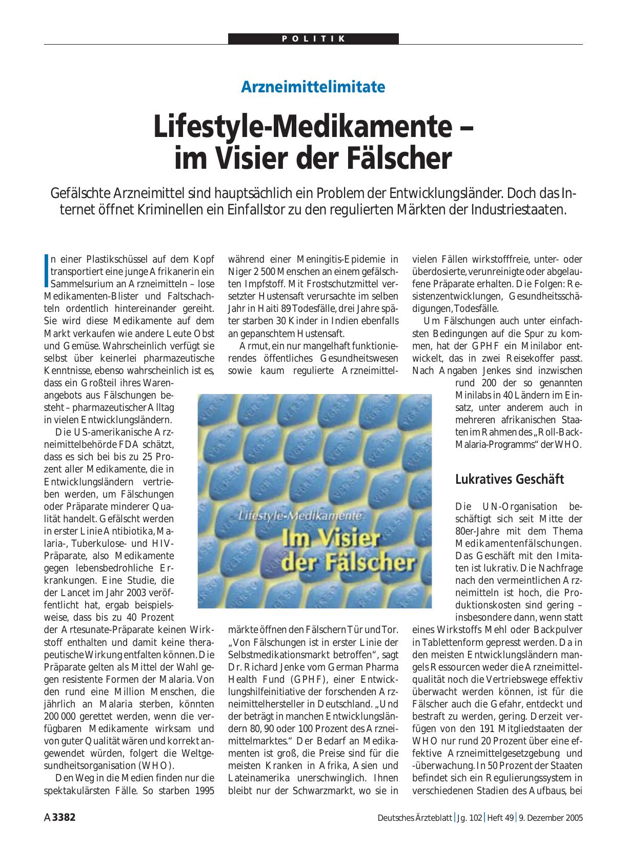 Vorschauseite 1: Arzneimittelimitate: Lifestyle-Medikamente – im Visier der Fälscher