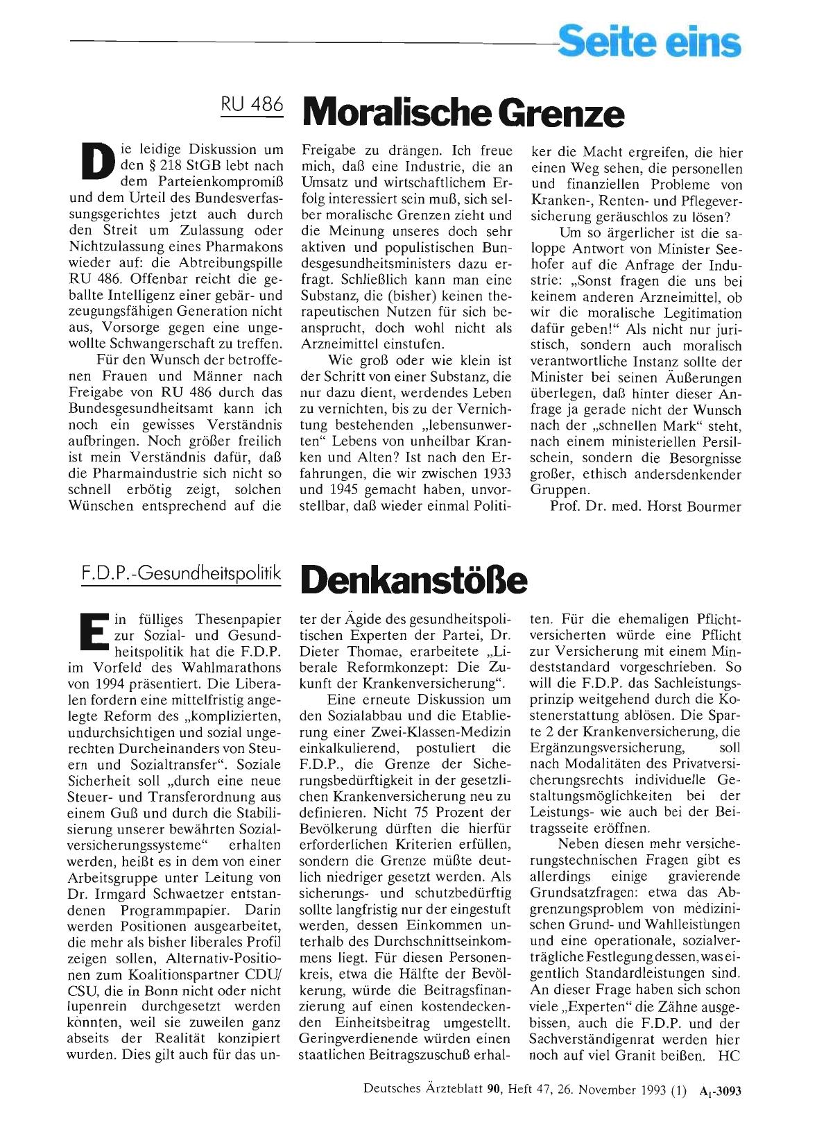 Vorschauseite 1: F. D. P. -Gesundheitspolitik: Denkanstöße