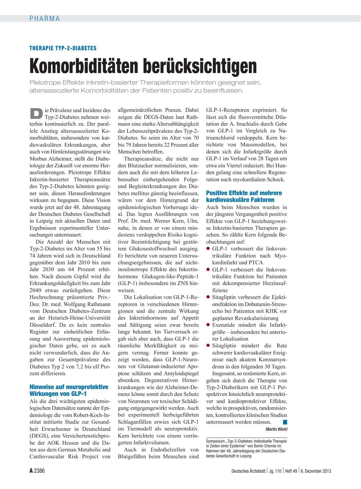 Vorschauseite 1: Therapie Typ-2-Diabetes: Komorbiditäten berücksichtigen