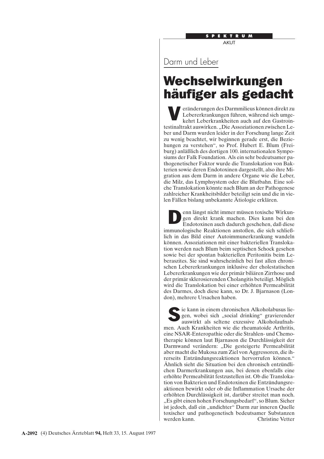 Vorschauseite 1: Darm und Leber: Wechselwirkungen häufiger als gedacht