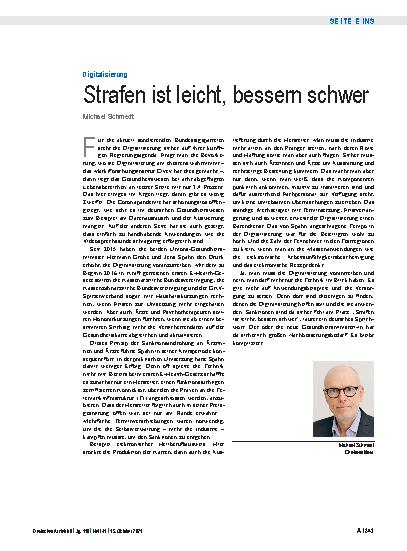 Vorschauseite 1: Digitalisierung: Strafen ist leicht, bessern schwer