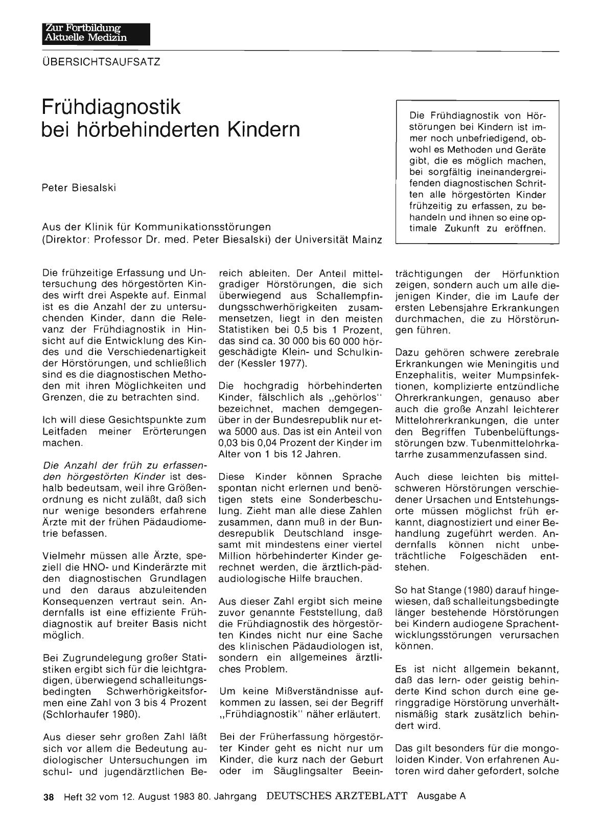Vorschauseite 1: Frühdiagnostik bei hörbehinderten Kindern