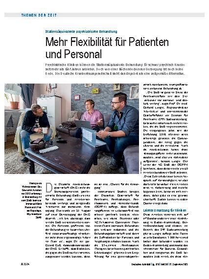 Vorschauseite 1: Stationsäquivalente psychiatrische Behandlung: Mehr Flexibilität für Patienten und Personal