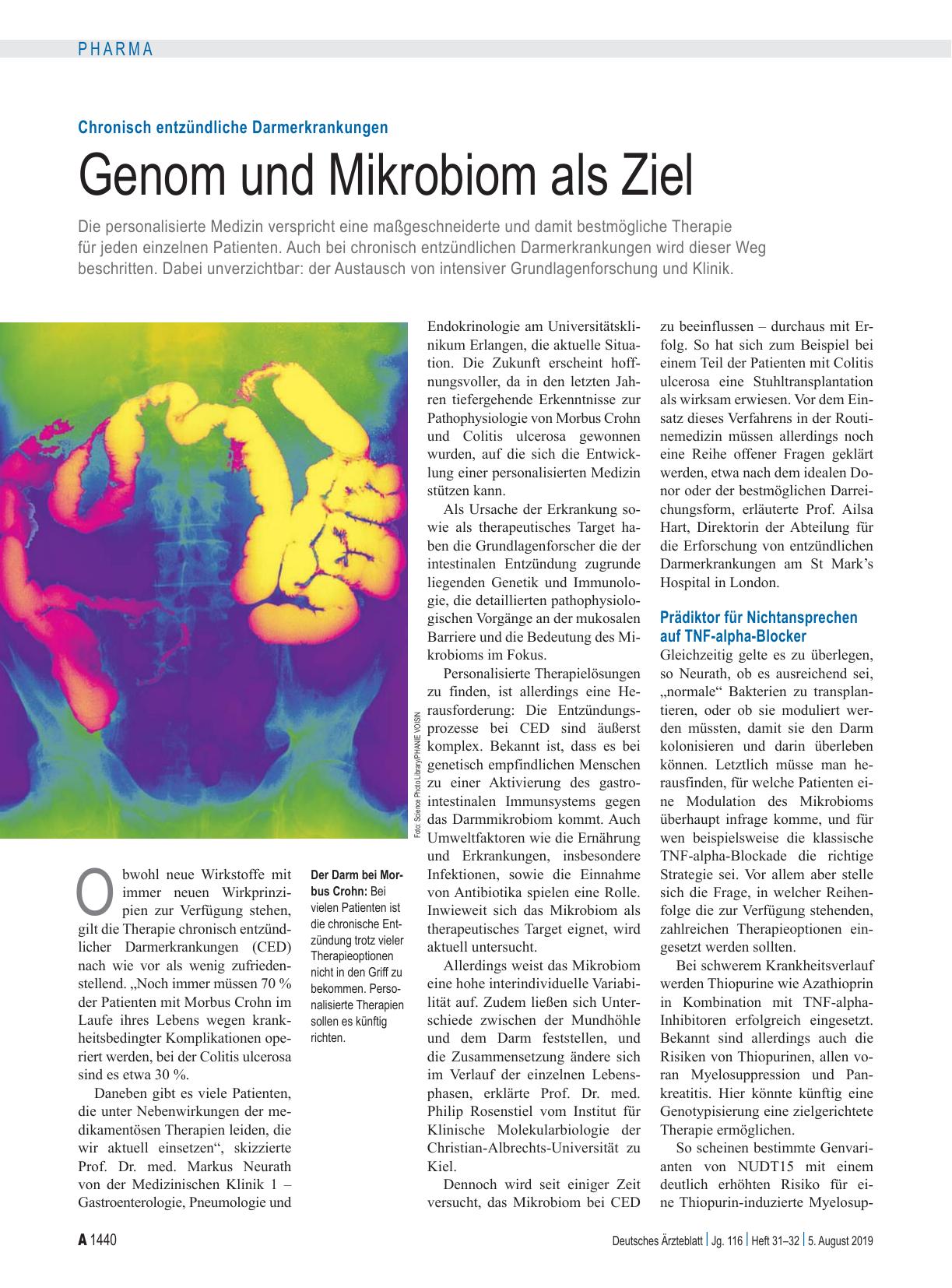 Vorschauseite 1: Chronisch entzündliche Darmerkrankungen: Genom und Mikrobiom als Ziel