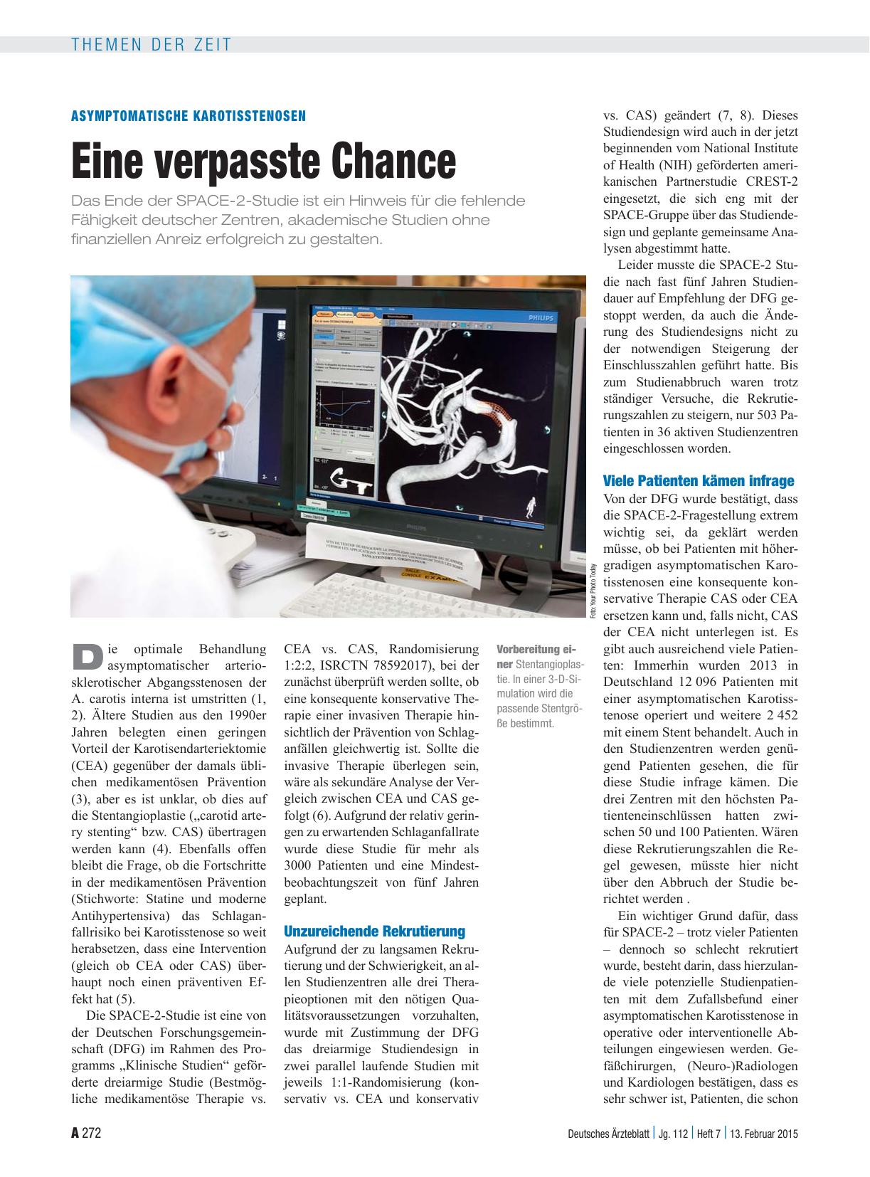 Vorschauseite 1: Asymptomatische Karotisstenosen: Eine verpasste Chance