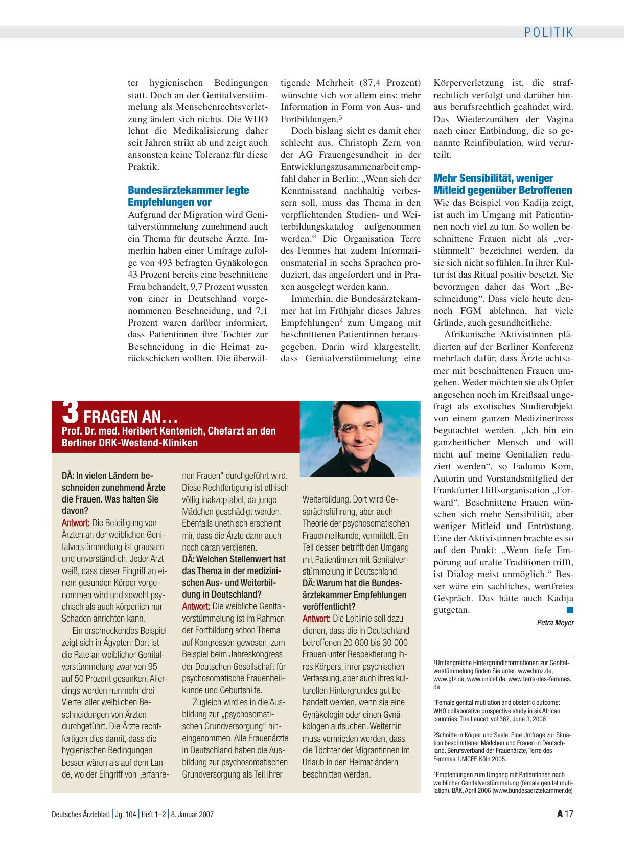 Vorschauseite 1: 3 Fragen an… Prof. Dr. med. Heribert Kentenich, Chefarzt an den Berliner DRK-Westend-Kliniken