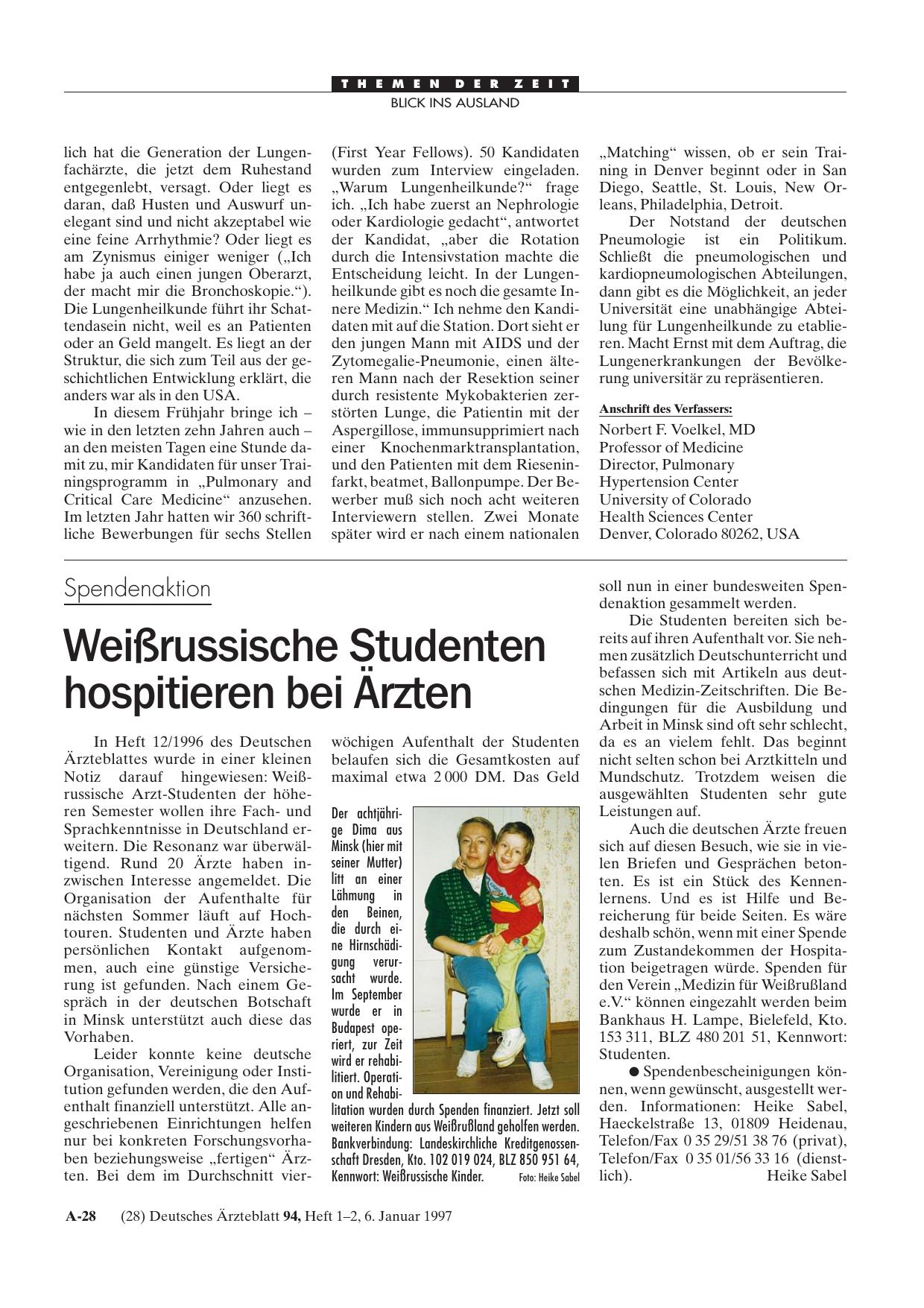 Vorschauseite 1: Spendenaktion: Weißrussische Studenten hospitieren bei Ärzten