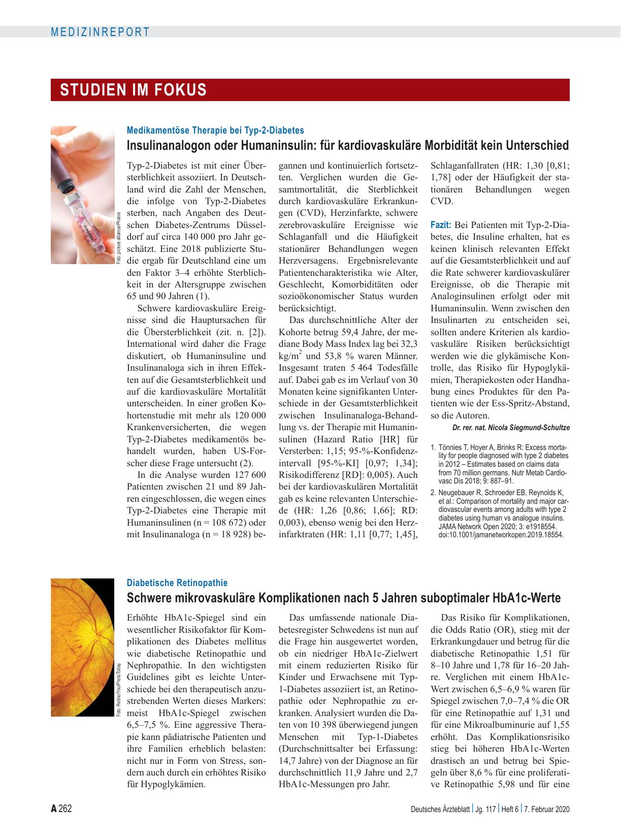Vorschauseite 1: Diabetische Retinopathie: Schwere mikrovaskuläre Komplikationen nach 5 Jahren suboptimaler HbA1c-Werte