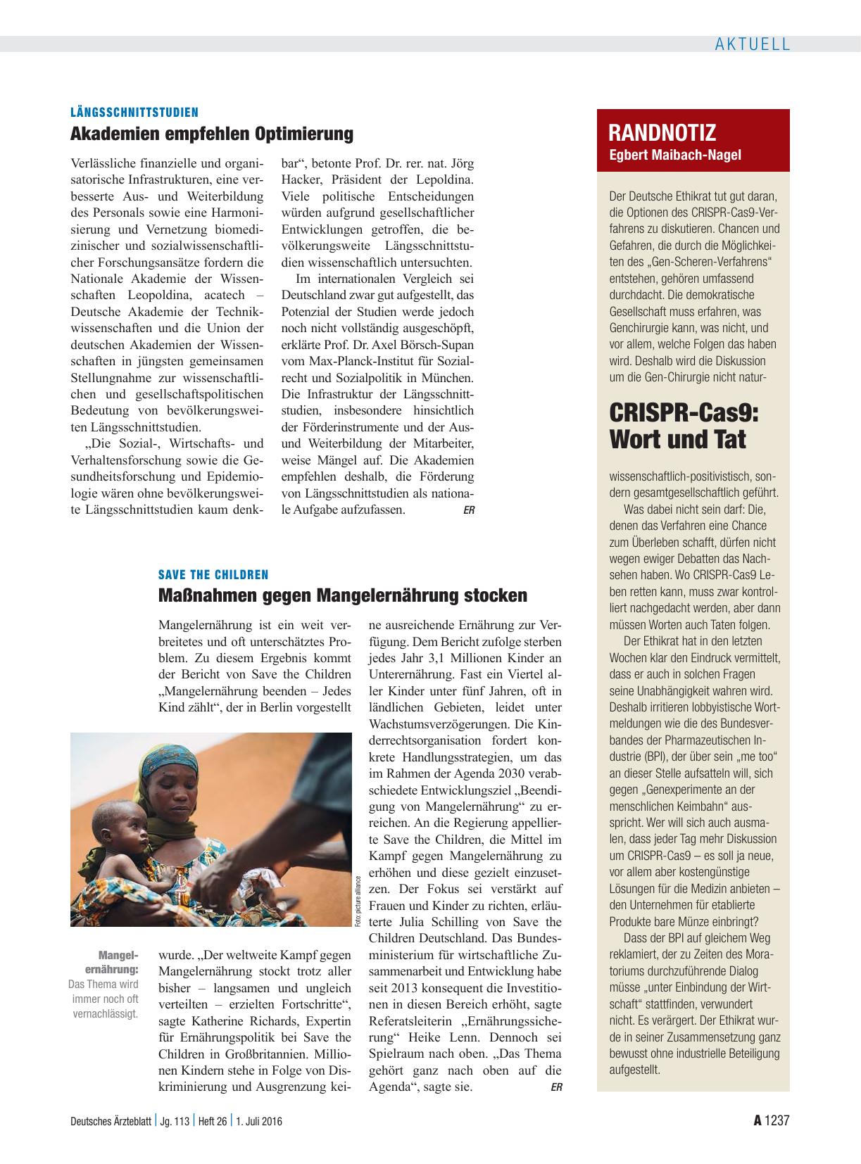 Vorschauseite 1: Längsschnittstudien: Akademien empfehlen Optimierung