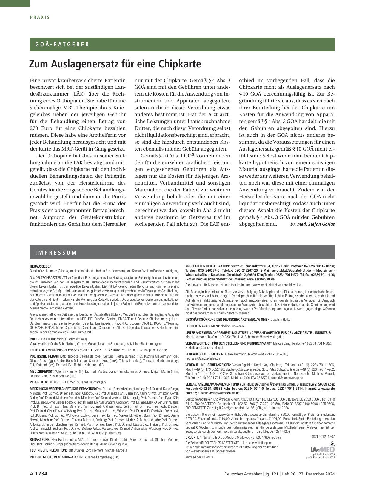 Vorschauseite 1: Zum Auslagenausgleich für eine Chipkarte