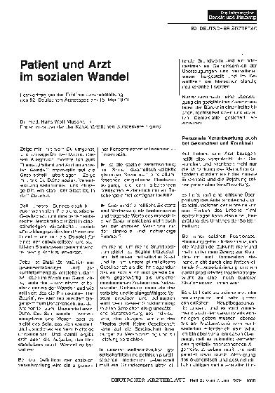 Vorschauseite 1: Patient und Arzt im sozialen Wandel