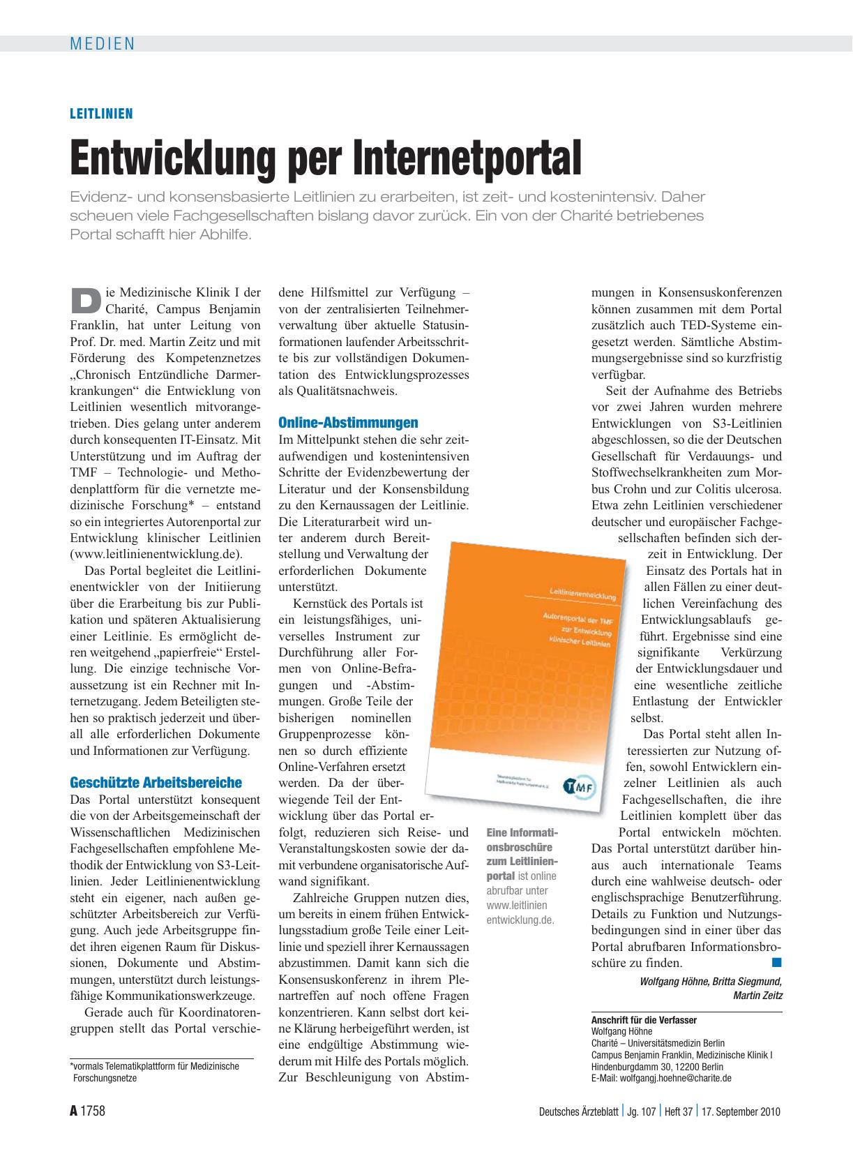 Vorschauseite 1: Leitlinien: Entwicklung per Internetportal
