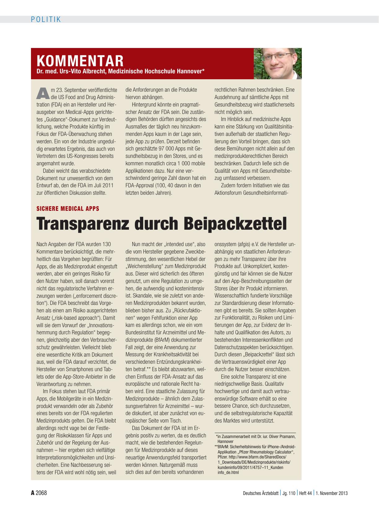 Vorschauseite 1: Sichere Medical Apps: Transparenz durch Beipackzettel