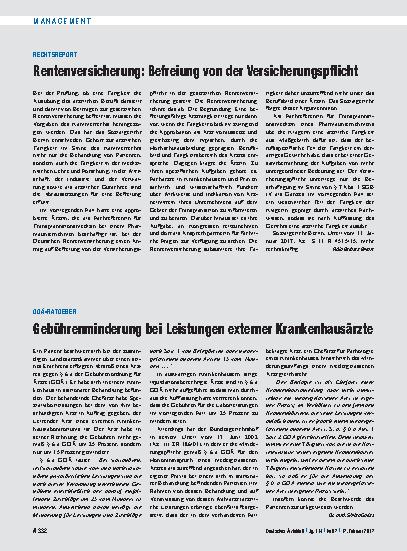 Vorschauseite 1: GOÄ-Ratgeber: Gebührenminderung bei Leistungen externer Krankenhausärzte