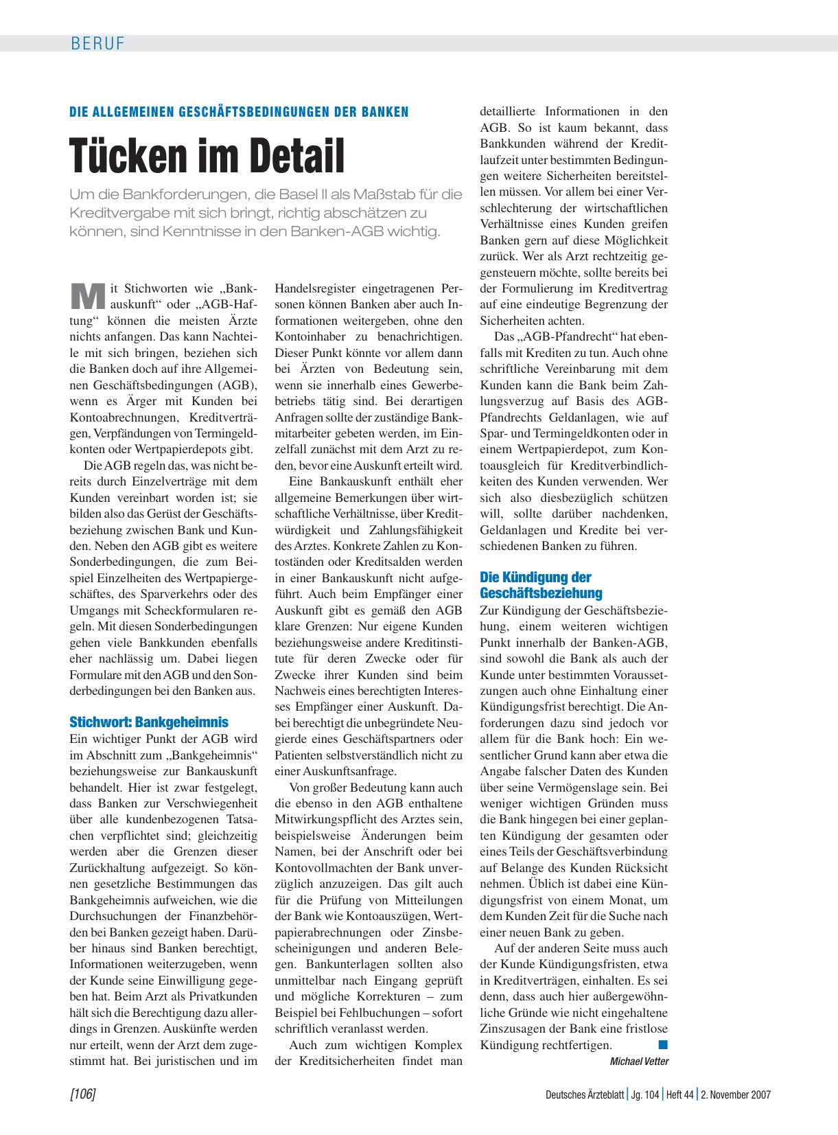 Vorschauseite 1: Die Allgemeinen Geschäftsbedingungen der Banken: Tücken im Detail