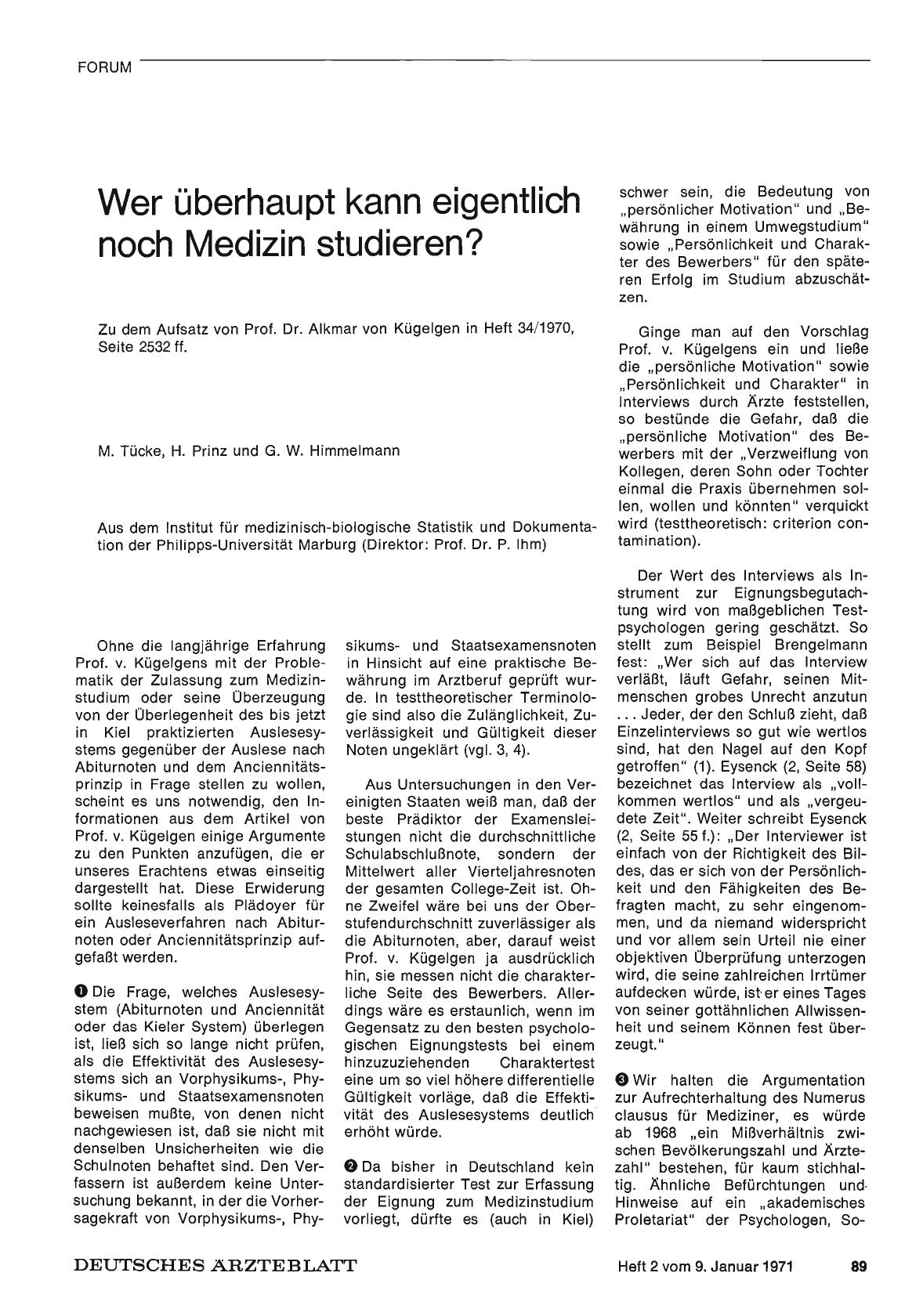 Vorschauseite 1: Wer überhaupt kann eigentlich noch Medizin studieren?