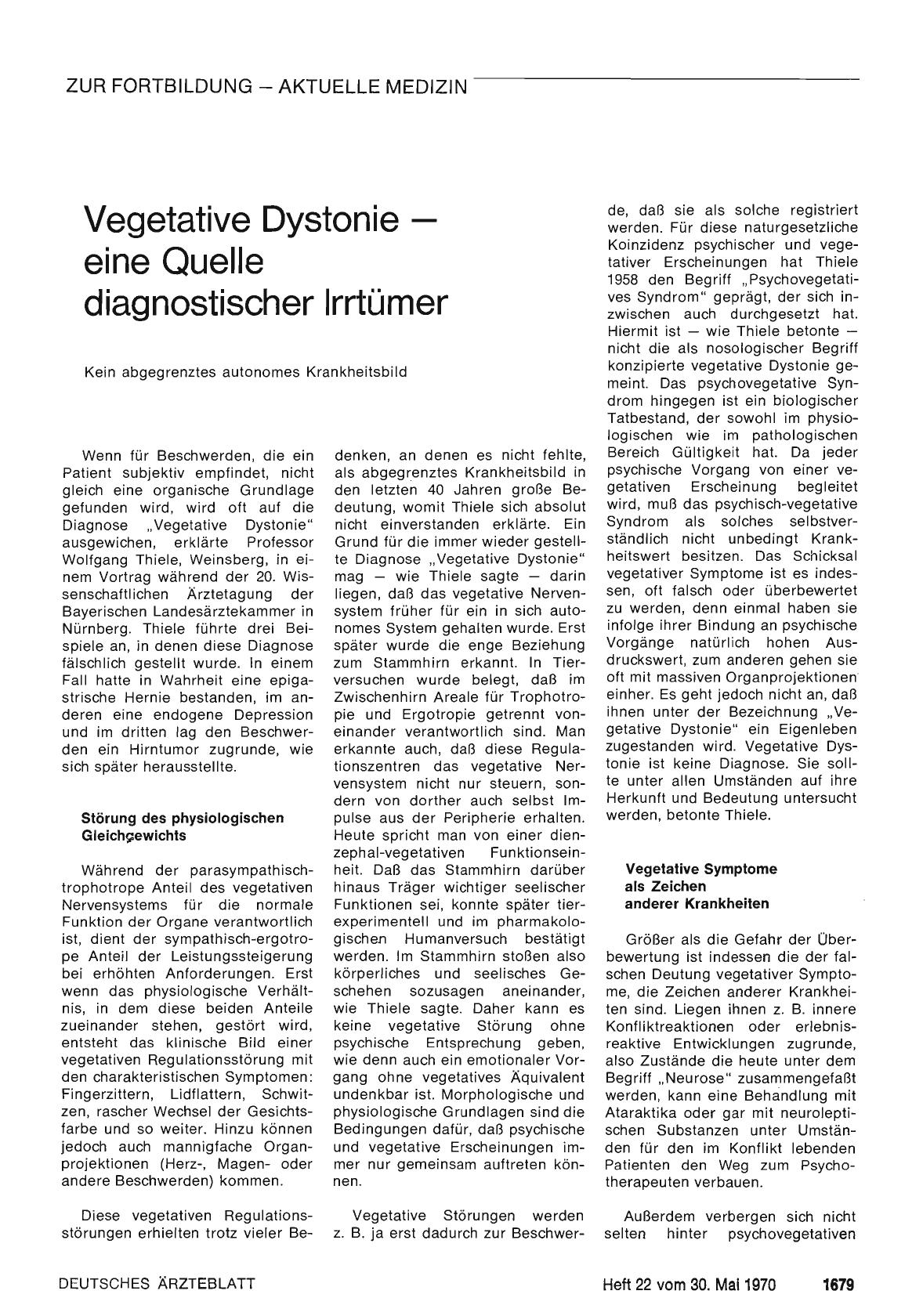 Vorschauseite 1: Vegetative Dystonie — eine Quelle diagnostischer Irrtümer