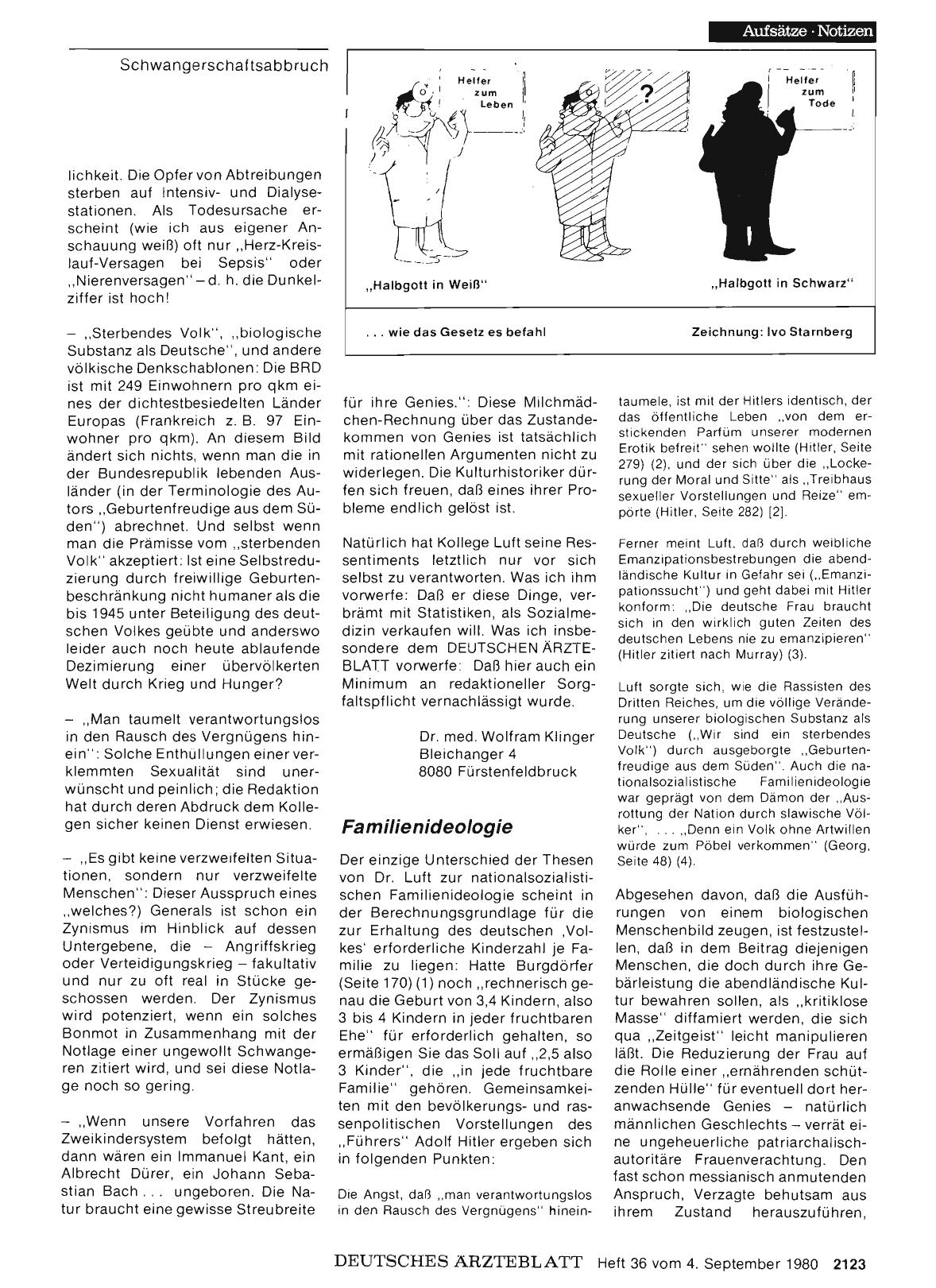 Vorschauseite 1: Von den Tricks, der Fristenlösung so nahe wie möglich zu kommen: Familienideologie