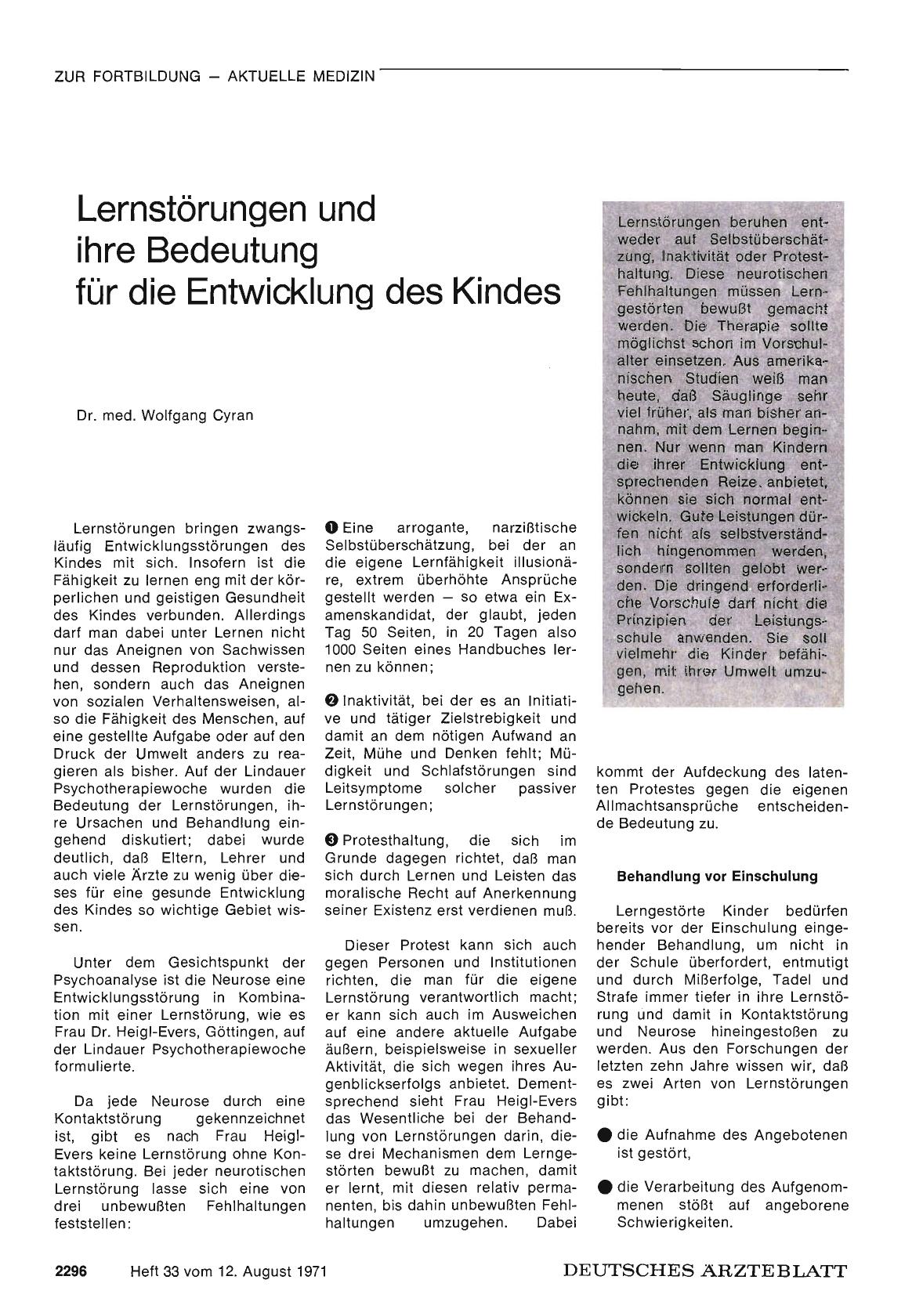 Vorschauseite 1: Lernstörungen und ihre Bedeutung für die Entwicklung des Kindes