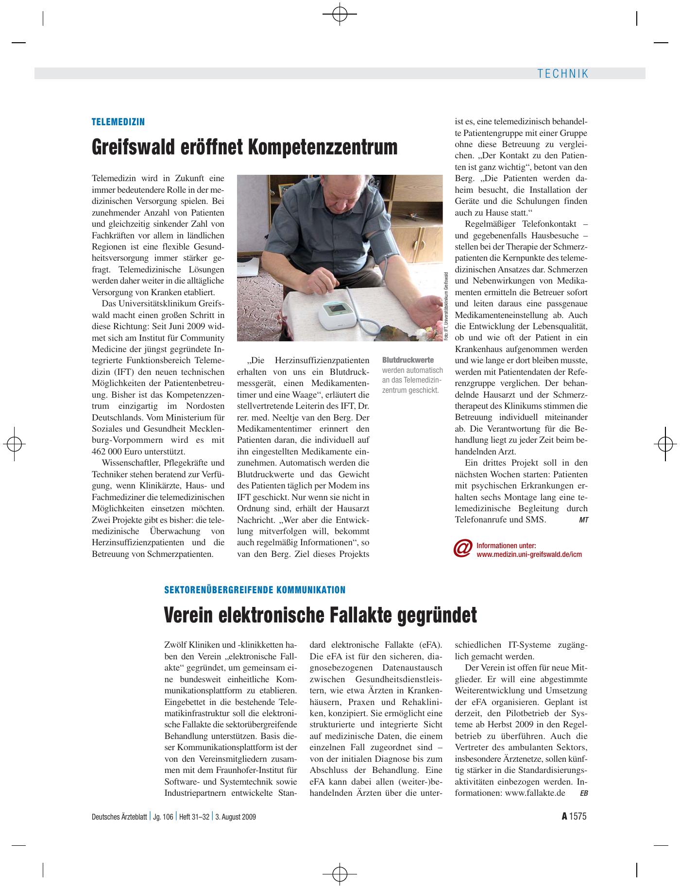 Vorschauseite 1: Telemedizin: Greifswald eröffnet Kompetenzzentrum
