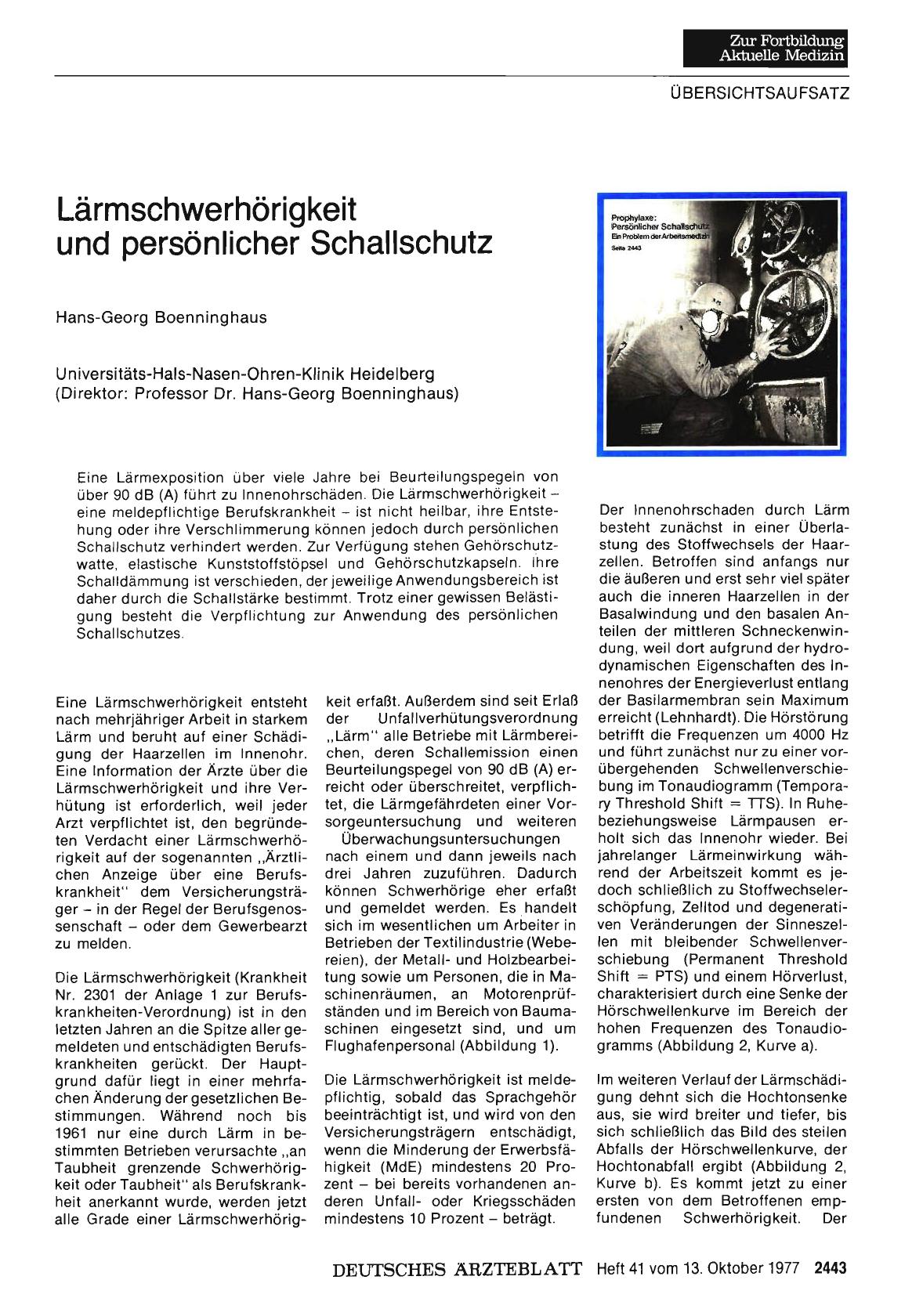 Vorschauseite 1: Lärmschwerhörigkeit und persönlicher Schallschutz