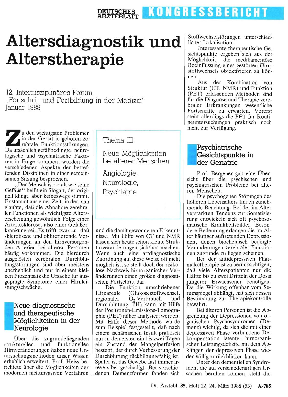 Vorschauseite 1: Altersdiagnostik und Alterstherapie