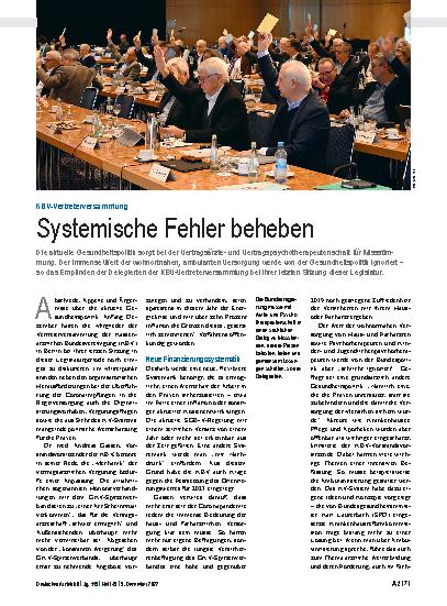 Vorschauseite 1: KBV-Vertreterversammlung: Systemische Fehler beheben