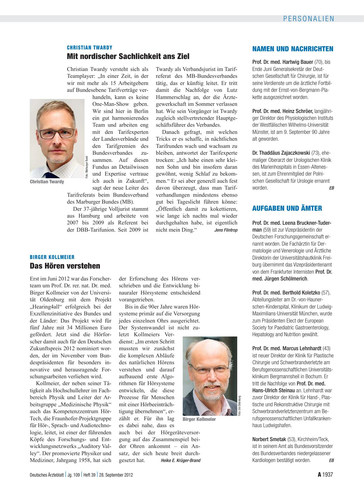 Vorschauseite 1: Birger Kollmeier: Das Hören verstehen