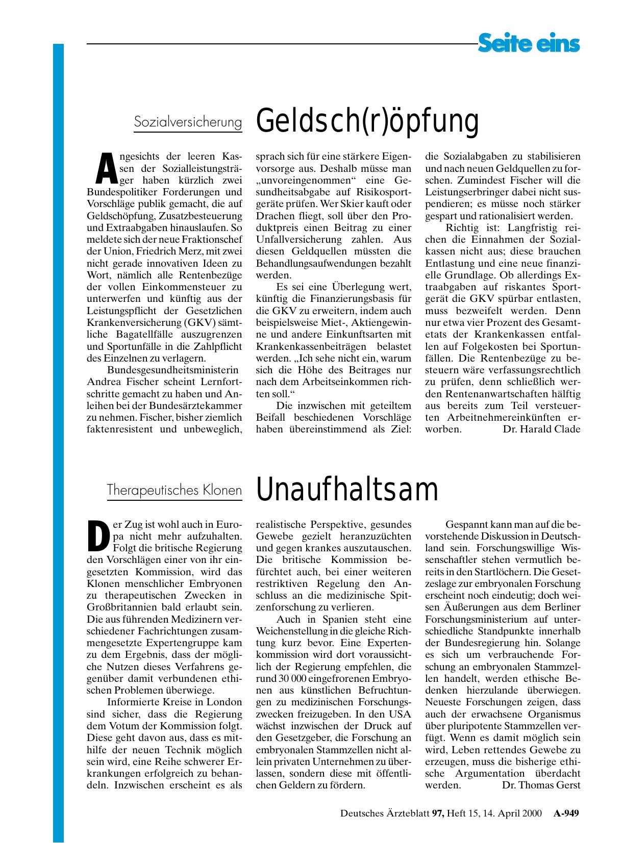 Vorschauseite 1: Therapeutisches Klonen Unaufhaltsam