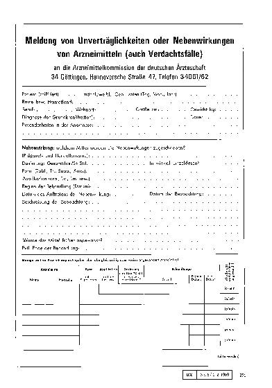 Vorschauseite 1: Meldung von Unverträglichkeiten oder Nebenwirkungen von Arzneimitteln
