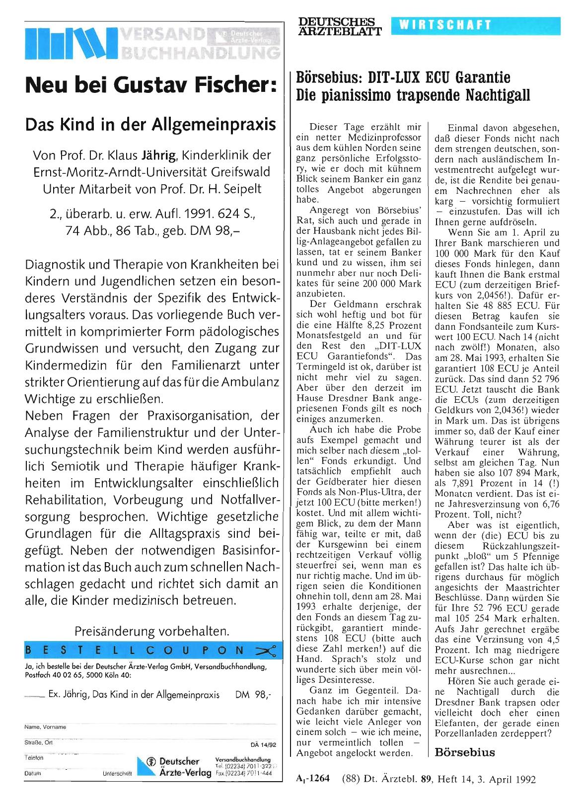 Vorschauseite 1: Börsebius: DIT-LUX ECU Garantie Die pianissimo trapsende Nachtigall
