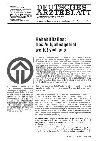 Vorschauseite 1: Rehabilitation: Das Aufgabengebiet weitet sich aus