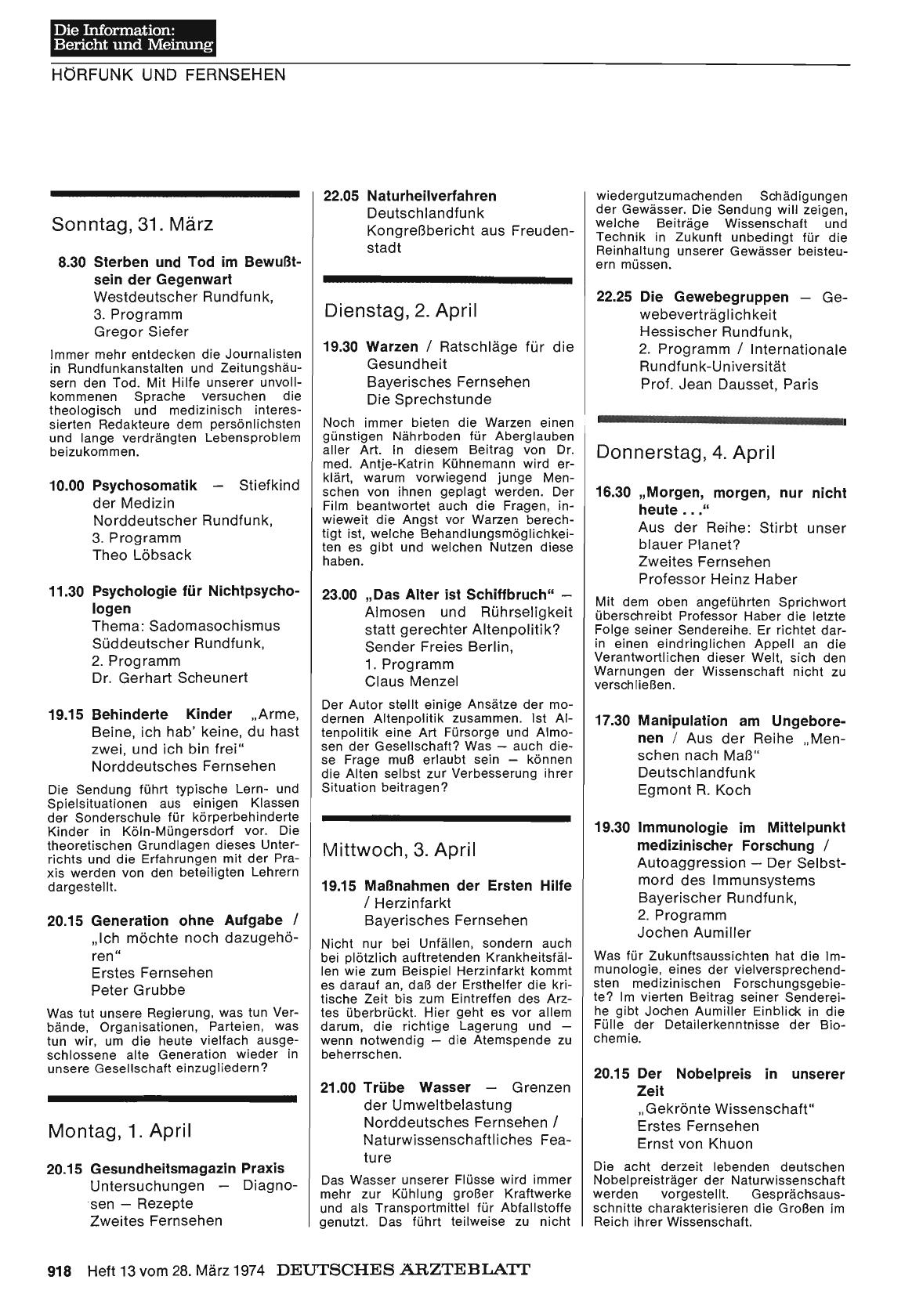 Vorschauseite 1: Hörfunk und Fernsehen