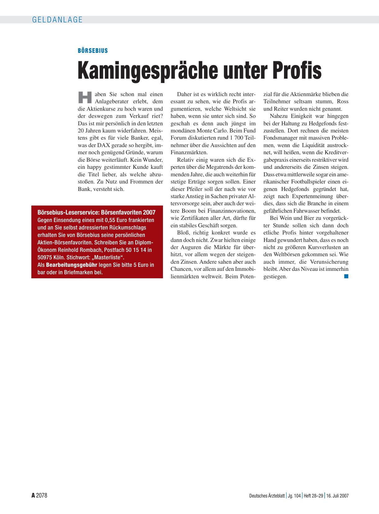 Vorschauseite 1: Kamingespräche unter Profis