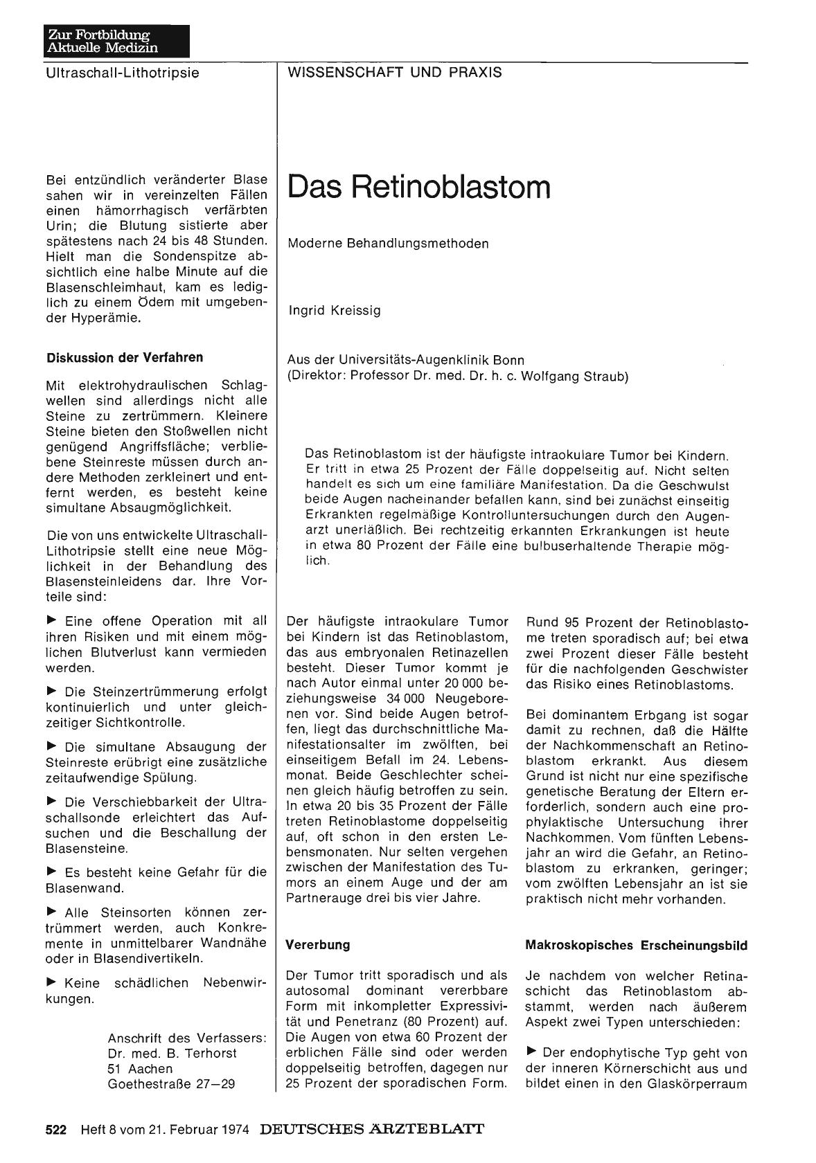Vorschauseite 1: Das Retinablastom