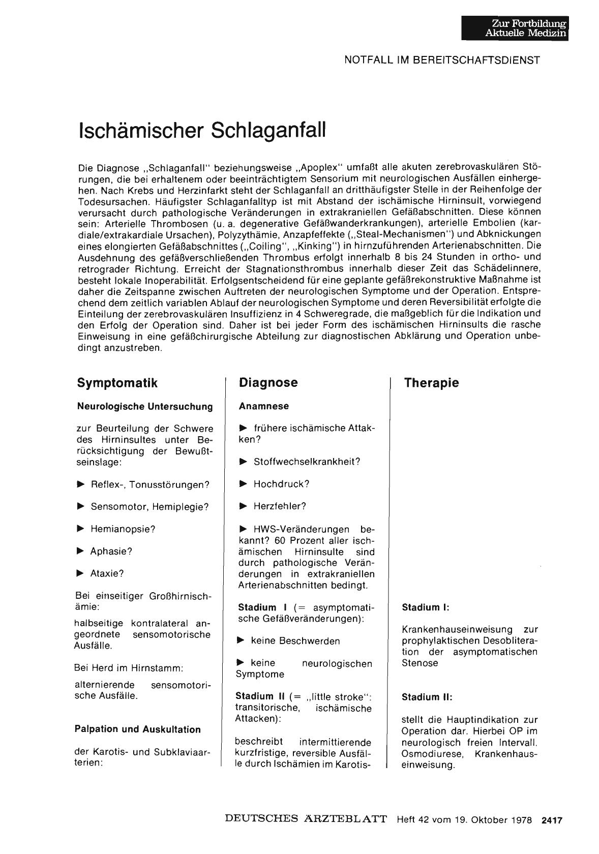 Vorschauseite 1: Ischämischer Schlaganfall