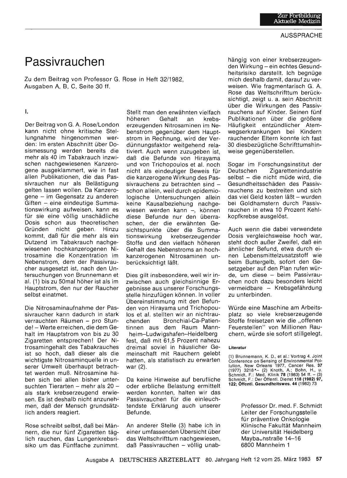 Vorschauseite 1: Passivrauchen: I.